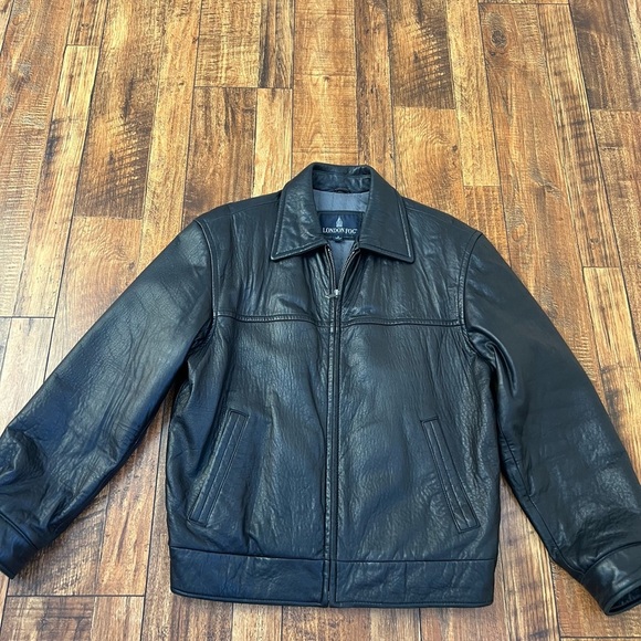 London Fog Black Leather Jacket Men’s S - Picture 2 of 10